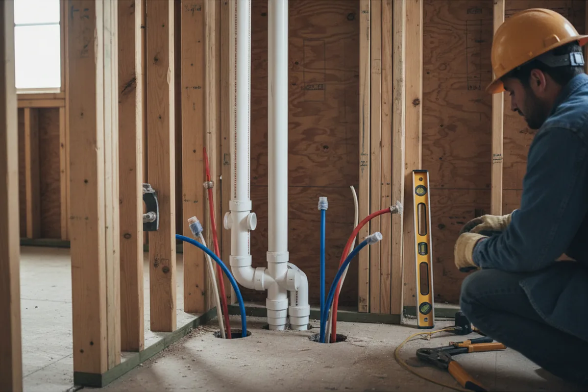 Drain and supply rough-in during Leak Detection in Boston